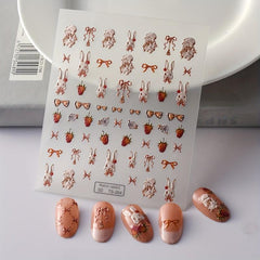 Embossed Easter Bunny Nail Art Stickers for Women Girls