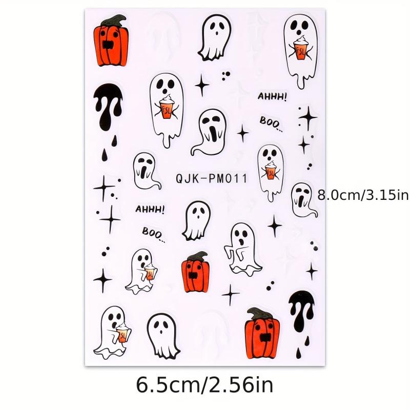 Halloween Nail Art Stickers Ghost Pumpkin Spider Bat Mummy Decals