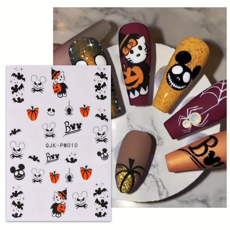 Halloween Nail Art Stickers Ghost Pumpkin Spider Bat Mummy Decals