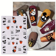 Halloween Nail Art Stickers Ghost Pumpkin Spider Bat Mummy Decals