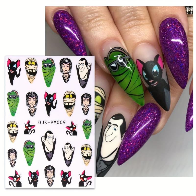 Halloween Nail Art Stickers Ghost Pumpkin Spider Bat Mummy Decals