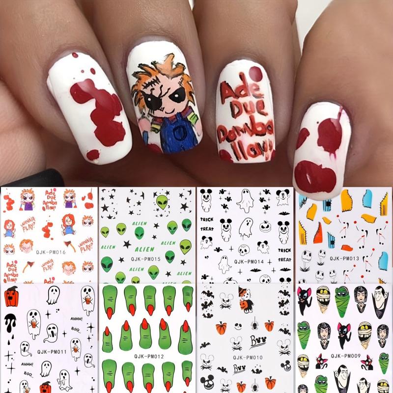 Halloween Nail Art Stickers Ghost Pumpkin Spider Bat Mummy Decals