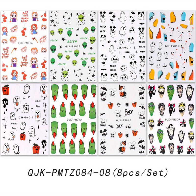 Halloween Nail Art Stickers Ghost Pumpkin Spider Bat Mummy Decals