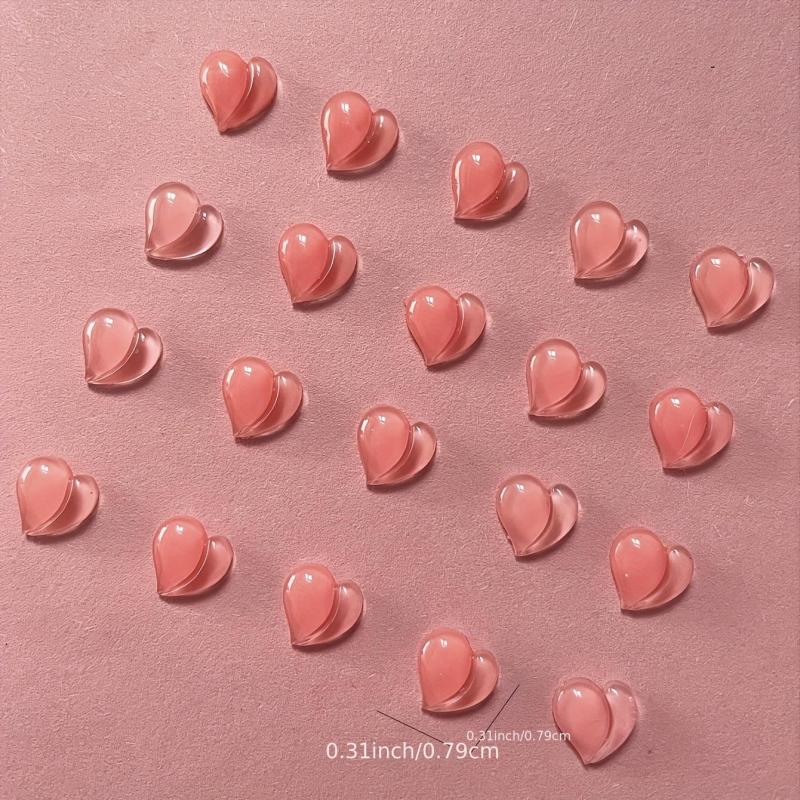 20 Watermelon Pink Heart 3D Resin Nail Charms for Gel & Acrylic