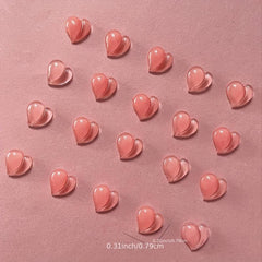 20 Watermelon Pink Heart 3D Resin Nail Charms for Gel & Acrylic