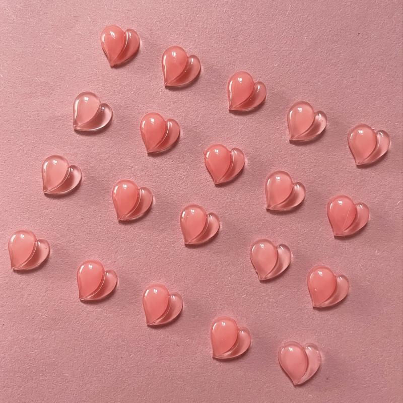 20 Watermelon Pink Heart 3D Resin Nail Charms for Gel & Acrylic