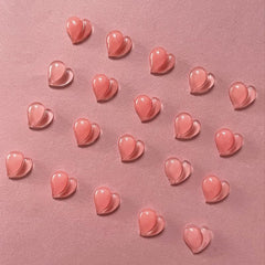 20 Watermelon Pink Heart 3D Resin Nail Charms for Gel & Acrylic