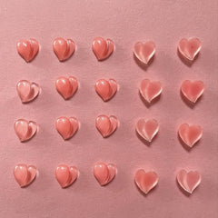 20 Watermelon Pink Heart 3D Resin Nail Charms for Gel & Acrylic