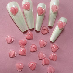 20 Watermelon Pink Heart 3D Resin Nail Charms for Gel & Acrylic