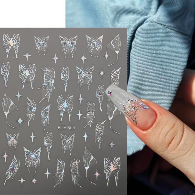 Butterfly Nail Art Sticker Decals 5D Embossed Self Adhesive Nail Accessories