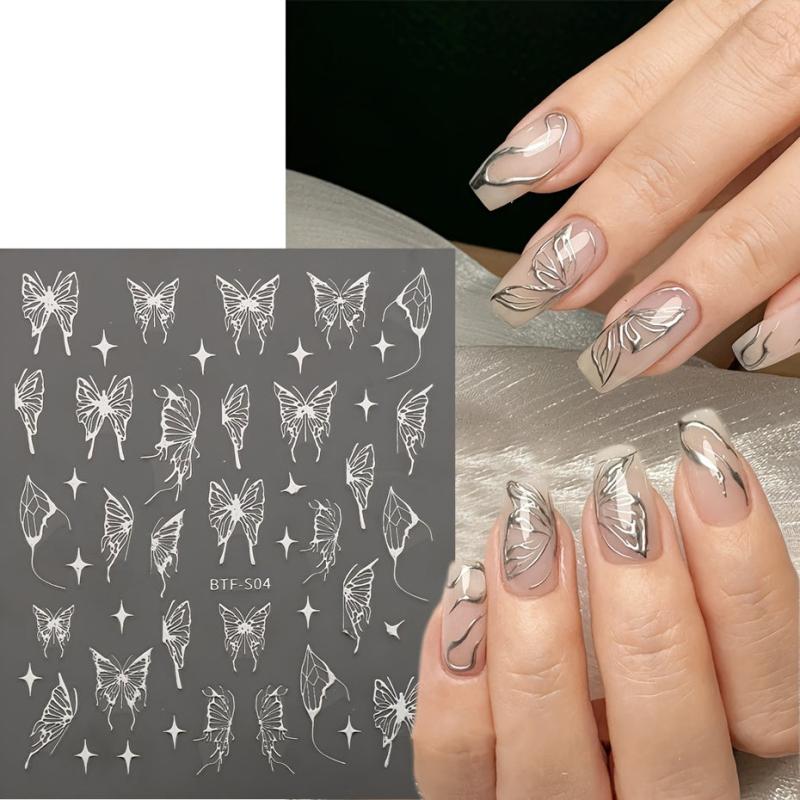 Butterfly Nail Art Sticker Decals 5D Embossed Self Adhesive Nail Accessories