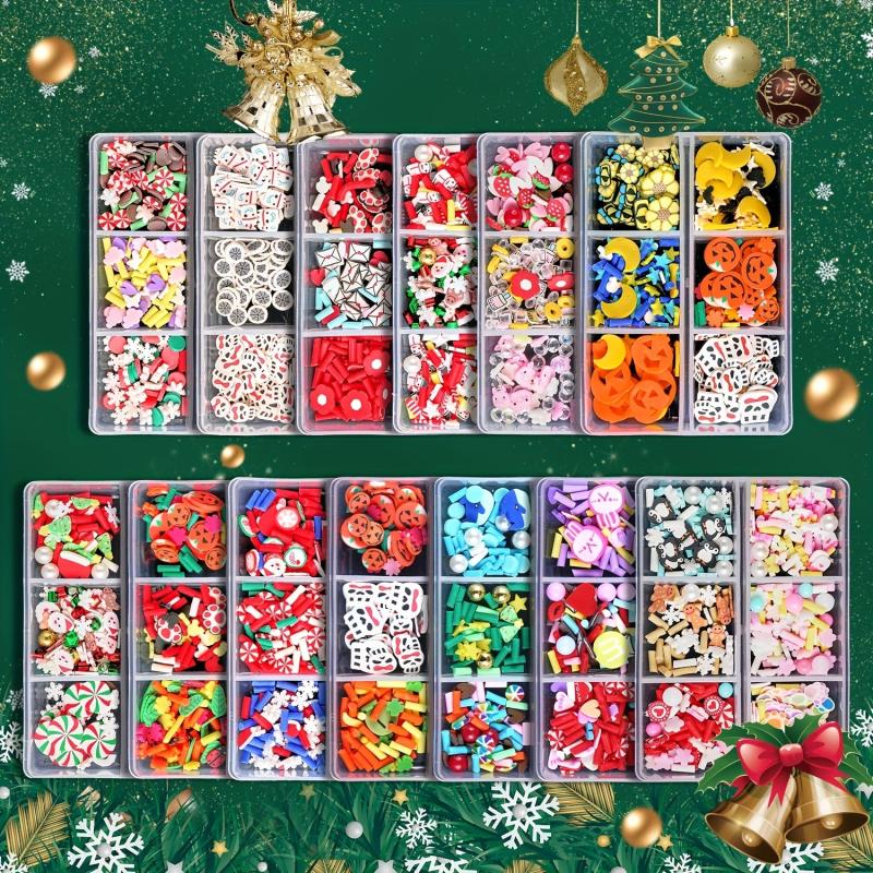 6 Grids Holiday Nail Art 3D Charms - Xmas Halloween Designs