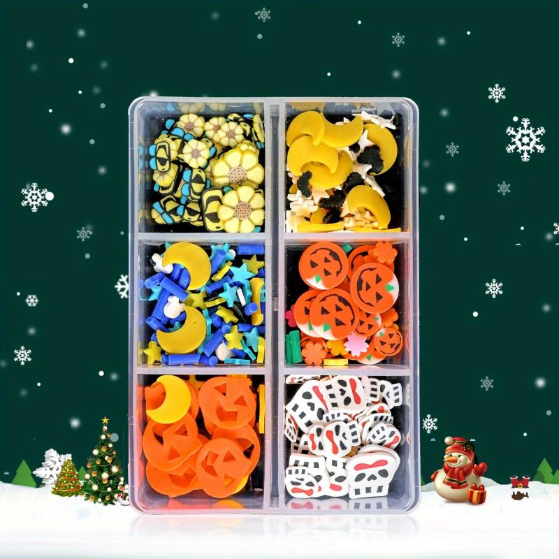6 Grids Holiday Nail Art 3D Charms - Xmas Halloween Designs