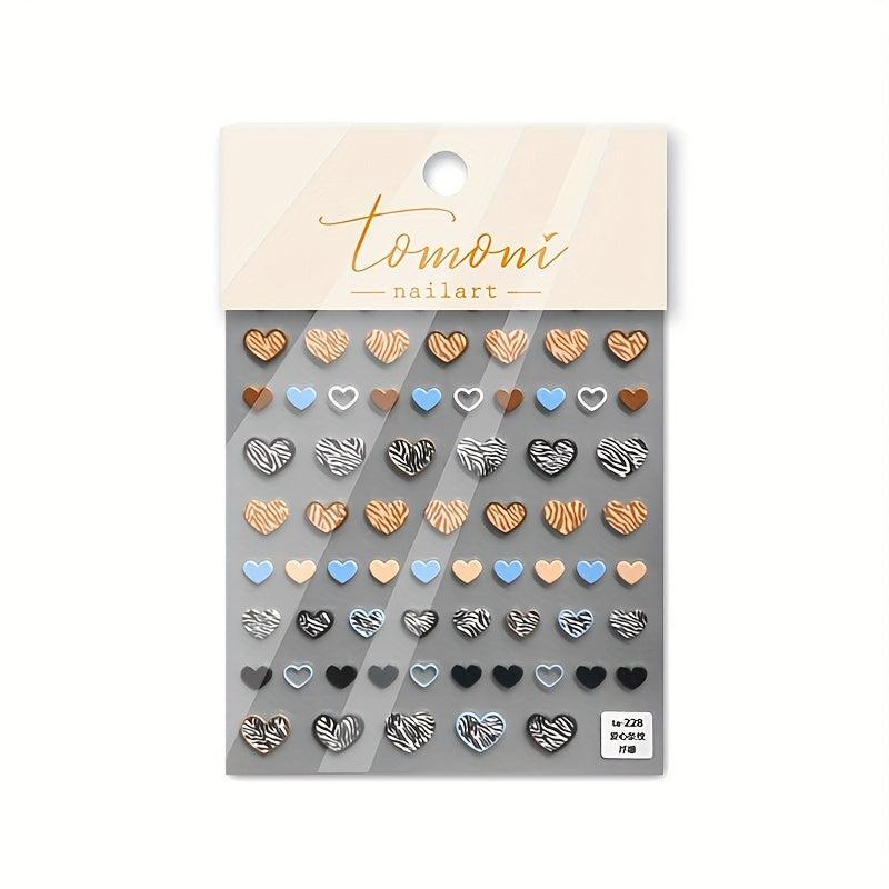 3D Nail Art Sticky Tabs Summer Heart Manicure Art Sticker Decoration