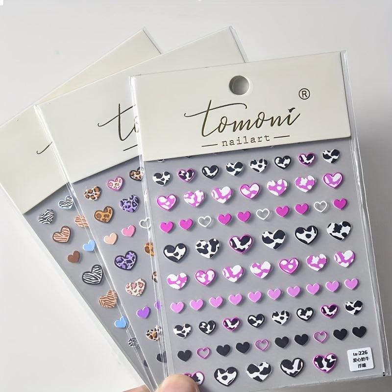 3D Nail Art Sticky Tabs Summer Heart Manicure Art Sticker Decoration
