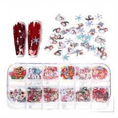 12 Grid Dried Flower Nail Charms Halloween Christmas Nail Art Accessories