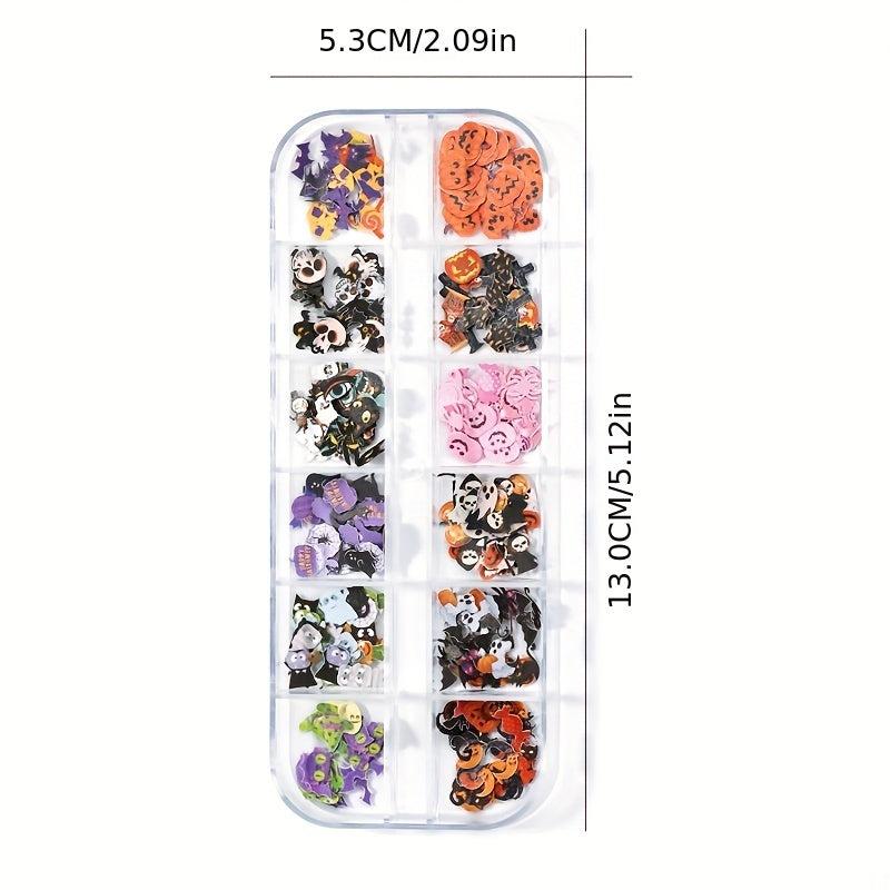 12 Grid Dried Flower Nail Charms Halloween Christmas Nail Art Accessories