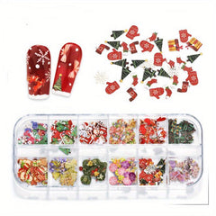 12 Grid Dried Flower Nail Charms Halloween Christmas Nail Art Accessories