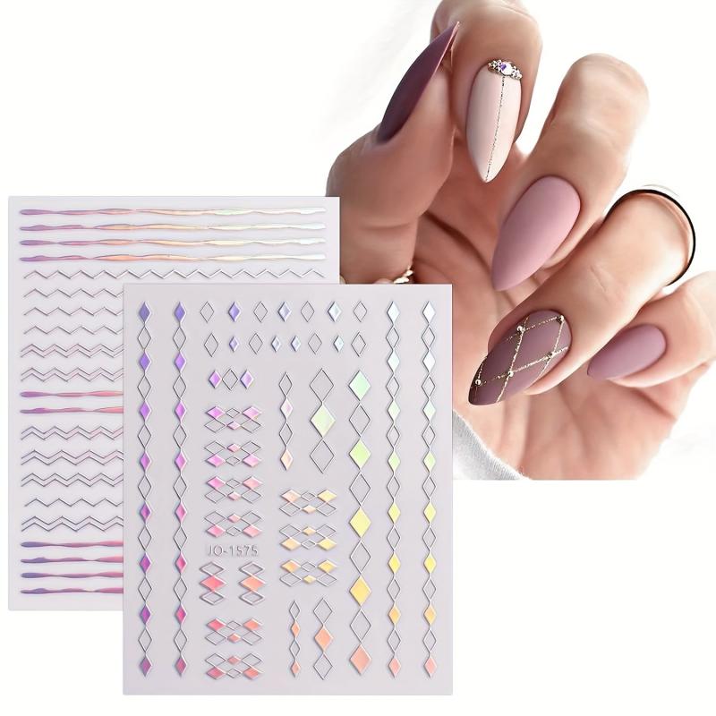12 Sheets Aurora Nail Art Stickers Decals Glitter Holographic Nail Supplies