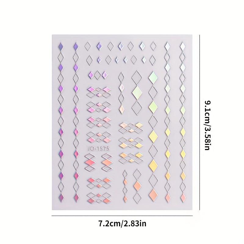 12 Sheets Aurora Nail Art Stickers Decals Glitter Holographic Nail Supplies