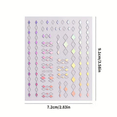 12 Sheets Aurora Nail Art Stickers Decals Glitter Holographic Nail Supplies