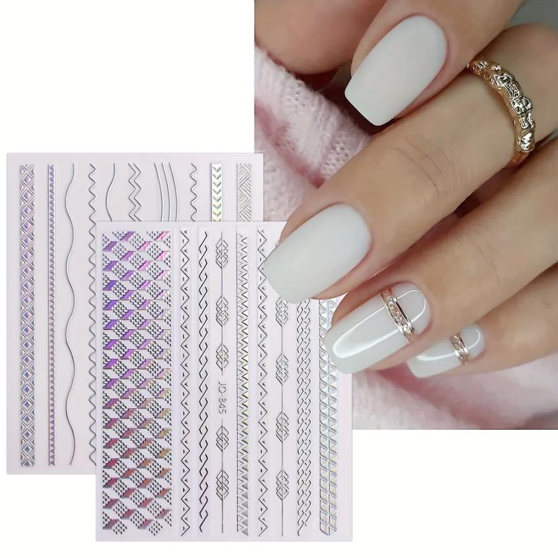 12 Sheets Aurora Nail Art Stickers Decals Glitter Holographic Nail Supplies