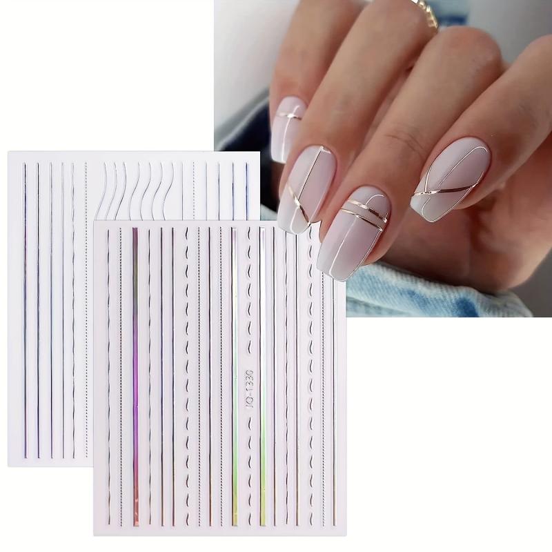 12 Sheets Aurora Nail Art Stickers Decals Glitter Holographic Nail Supplies