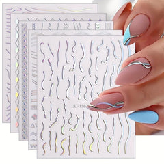 12 Sheets Aurora Nail Art Stickers Decals Glitter Holographic Nail Supplies
