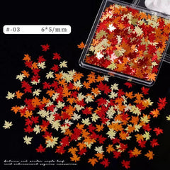 Fall Nail Art Glitters Sequins Maple Leaf Shape Decals