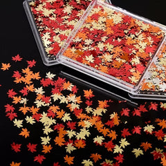 Fall Nail Art Glitters Sequins Maple Leaf Shape Decals