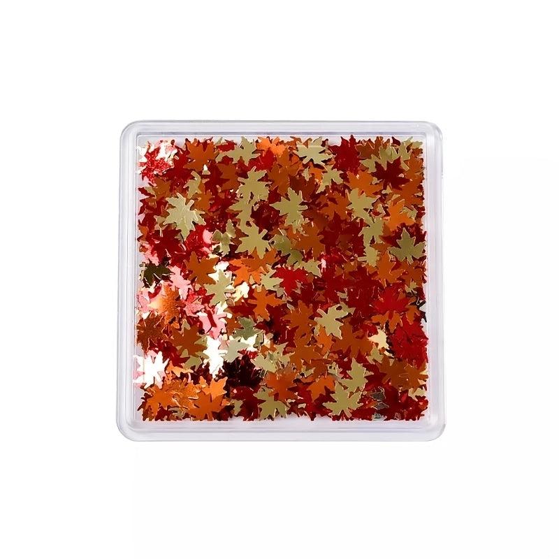Fall Nail Art Glitters Sequins Maple Leaf Shape Decals