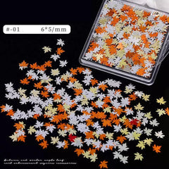 Fall Nail Art Glitters Sequins Maple Leaf Shape Decals