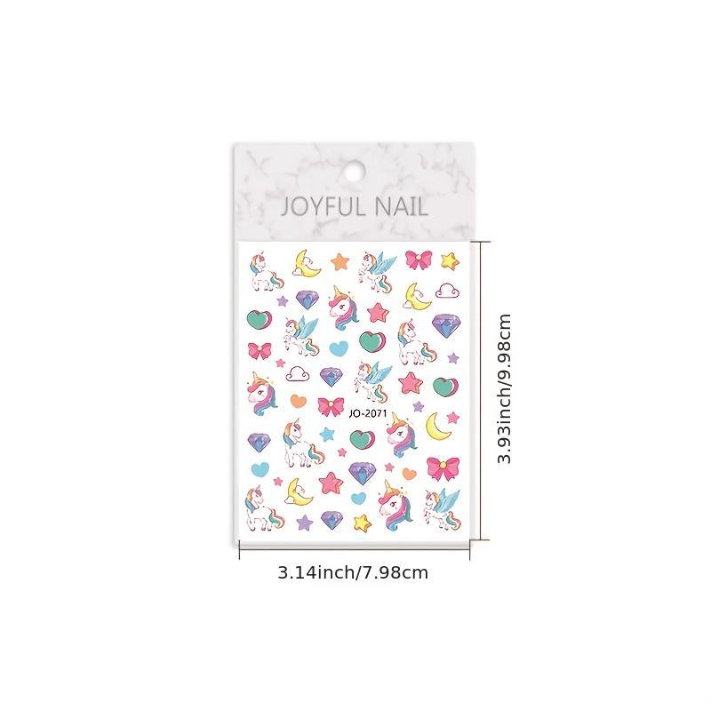Unicorn & Rainbow Horse Nail Stickers Self-Adhesive Decals for DIY Nail Art