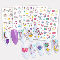 Unicorn & Rainbow Horse Nail Stickers Self-Adhesive Decals for DIY Nail Art