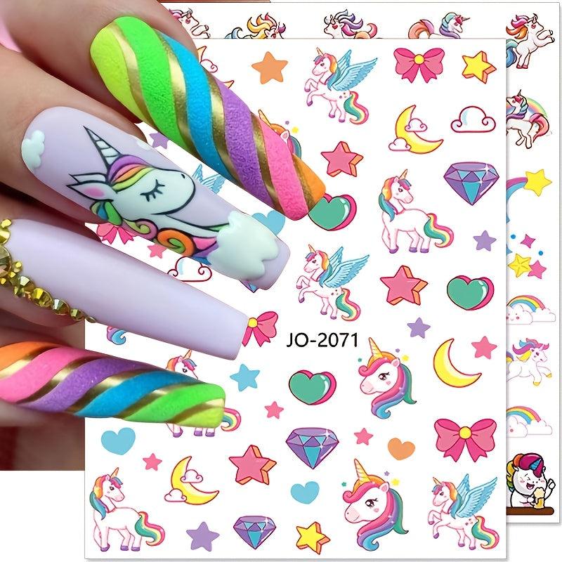 Unicorn & Rainbow Horse Nail Stickers Self-Adhesive Decals for DIY Nail Art