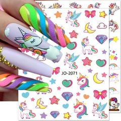 Unicorn & Rainbow Horse Nail Stickers Self-Adhesive Decals for DIY Nail Art