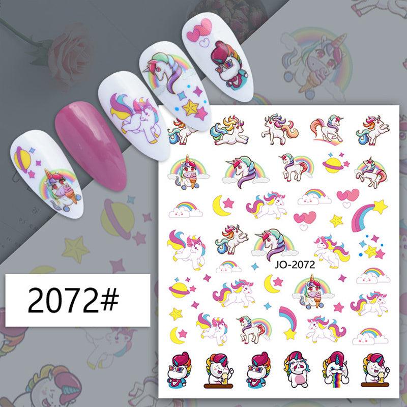 Unicorn & Rainbow Horse Nail Stickers Self-Adhesive Decals for DIY Nail Art
