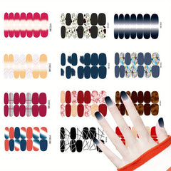 12 Sheets Colorful Nail Decal Strips - Full Cover Self Adhesive Art Decals