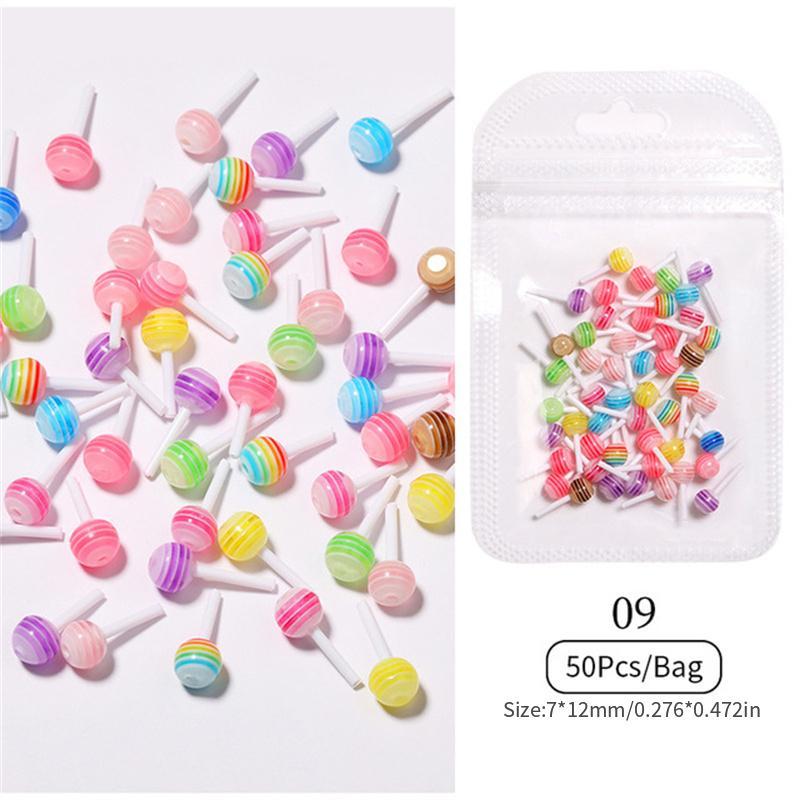 50pcs Lollipop Nail Decorations with Bow Knot