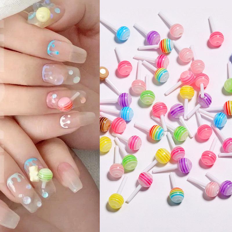 50pcs Lollipop Nail Decorations with Bow Knot