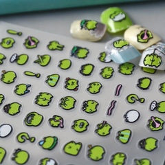 10pcs 5D Embossed Frog Nail Art Stickers Self Adhesive Decals