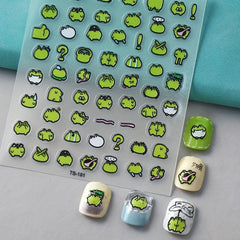 10pcs 5D Embossed Frog Nail Art Stickers Self Adhesive Decals
