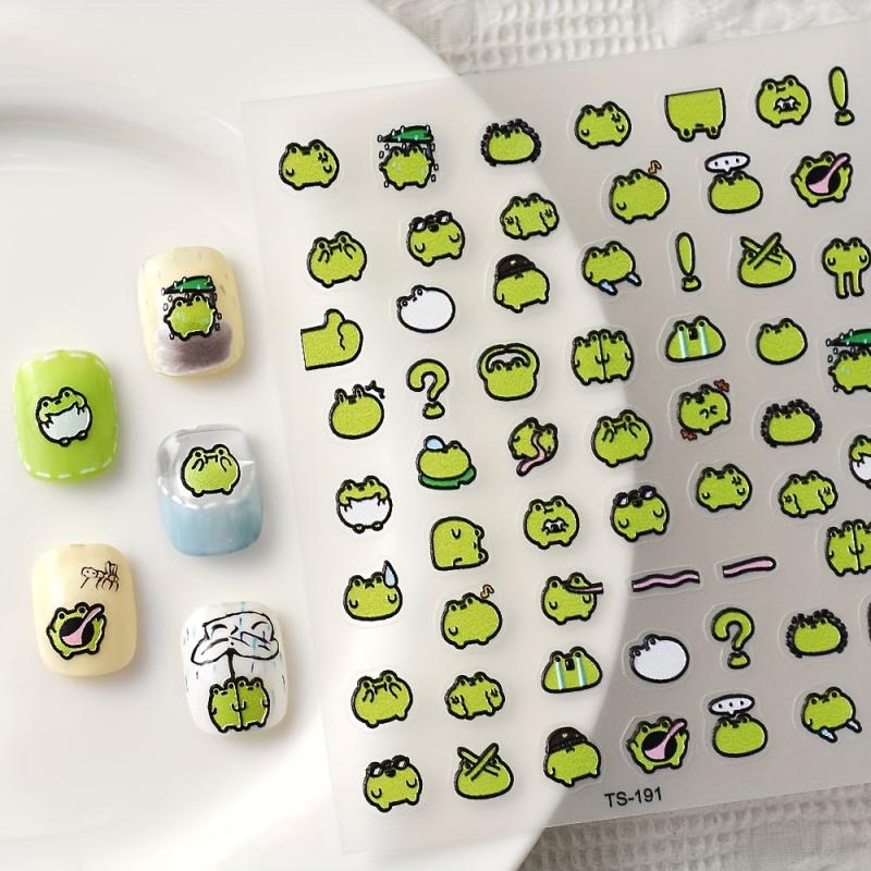 10pcs 5D Embossed Frog Nail Art Stickers Self Adhesive Decals