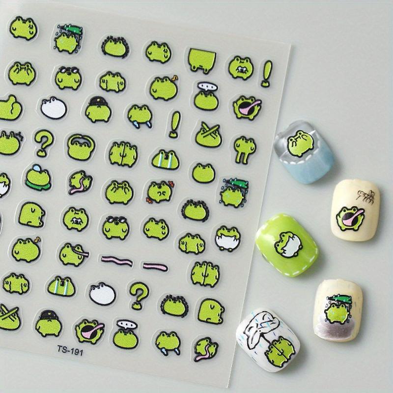10pcs 5D Embossed Frog Nail Art Stickers Self Adhesive Decals