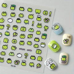 10pcs 5D Embossed Frog Nail Art Stickers Self Adhesive Decals