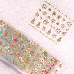 Christmas Nail Art Stickers Santa Claus Snowflake Elk Decals