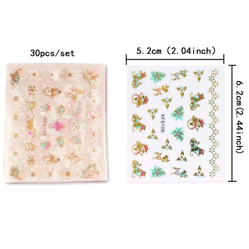 Christmas Nail Art Stickers Santa Claus Snowflake Elk Decals