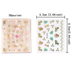 Christmas Nail Art Stickers Santa Claus Snowflake Elk Decals