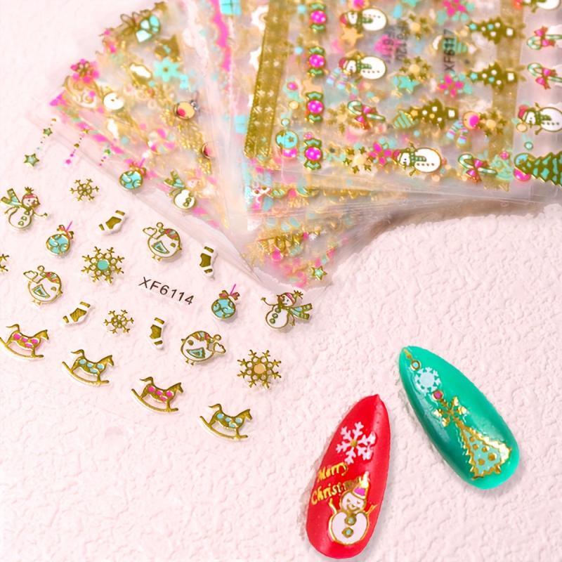 Christmas Nail Art Stickers Santa Claus Snowflake Elk Decals
