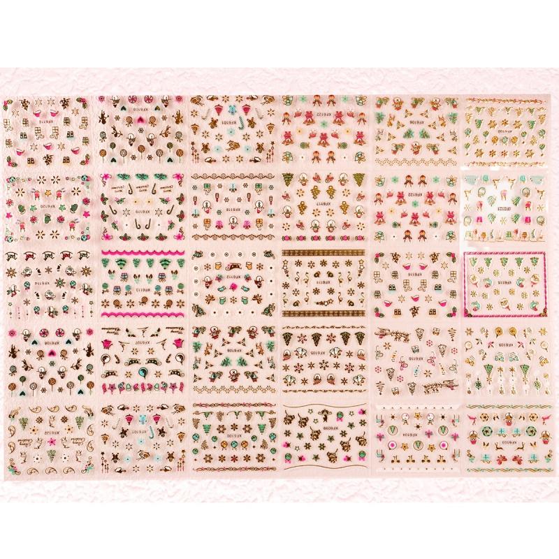 Christmas Nail Art Stickers Santa Claus Snowflake Elk Decals